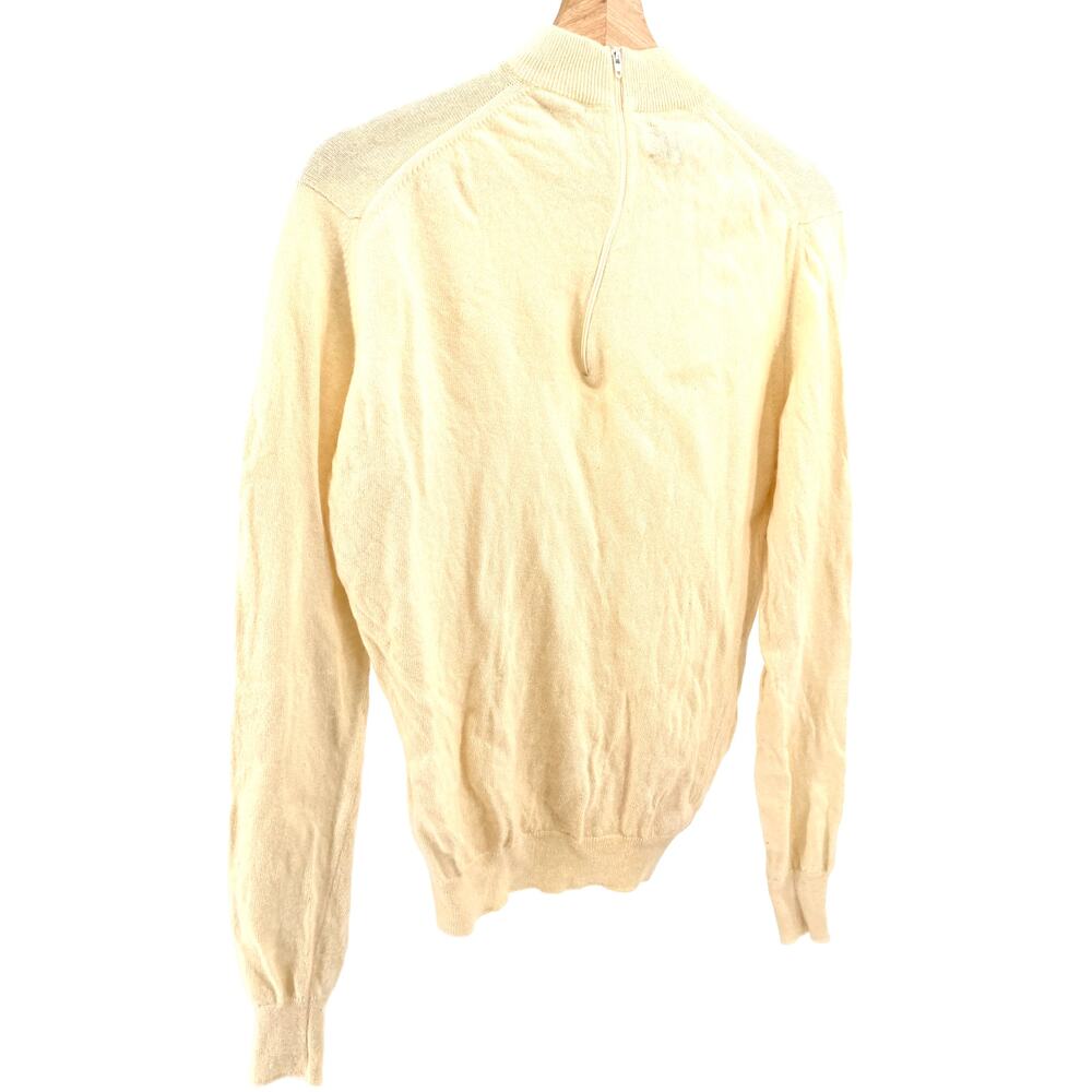 Vintage 70s Pringle of Scotland Cream 100% Cashmere Mock Neck Zip Back Sweater - Picture 2 of 7